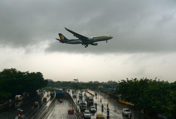 An aircraft of India's Jet Airways lands