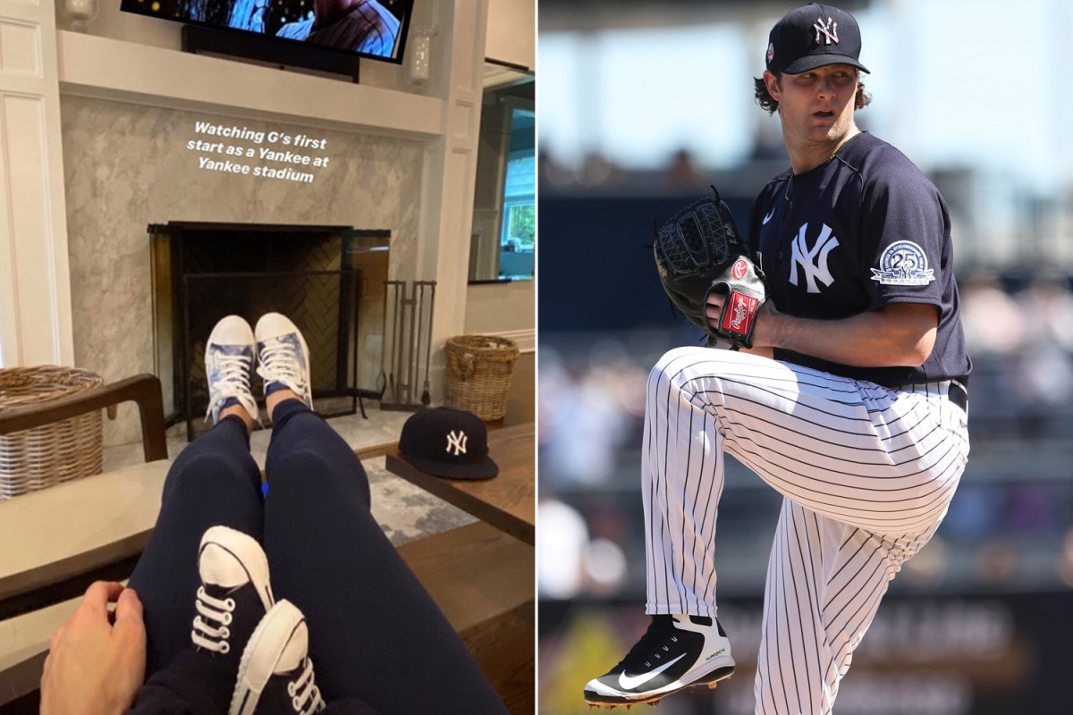 Gerrit Cole's baby boy Caden watches his first Yankees game