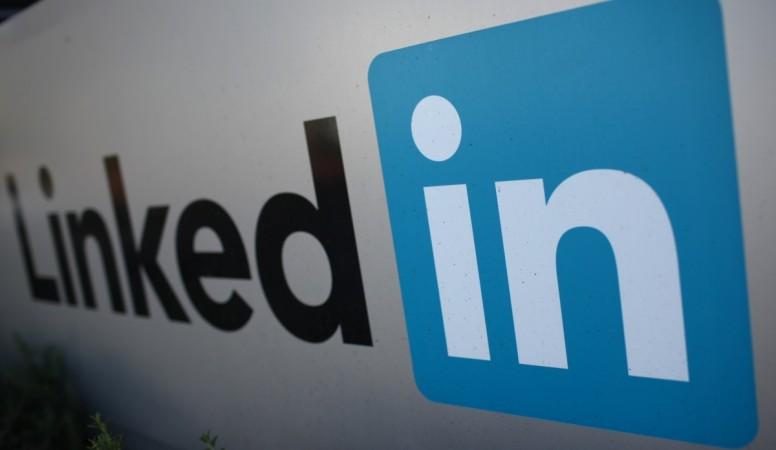 The logo for LinkedIn Corporation is pictured in Mountain View, California