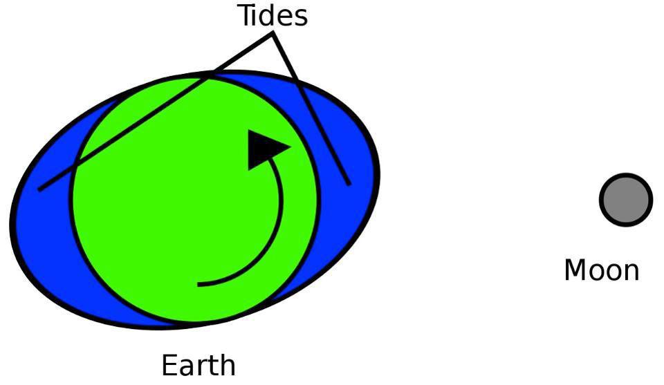 The relationship between the Earth, the Moon, and tides on the spinning Earth.