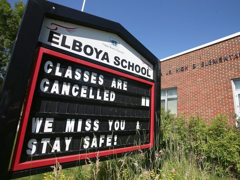 A sign is shown posted outside Elboya School School in the southwest Calgary on Tuesday, July 21, 2020. Jim Wells/Postmedia