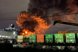 Massive blaze erupts at plastics recycling facility in New West’s Queensborough area Monday - BC