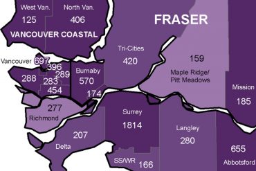 Surrey appears to have the most COVID-19 cases of all Greater Vancouver health regions (MAP)