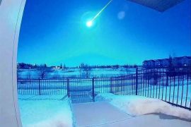 Natural spectacle for a meteor - the sky above Canada appears blue