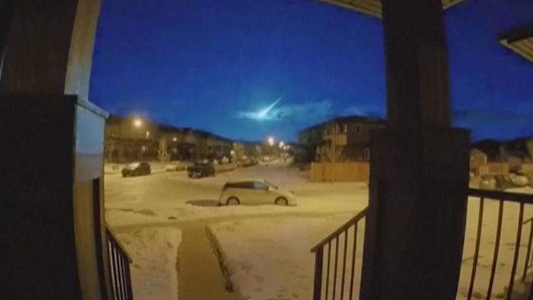 Meteorites illuminate the night sky over canada