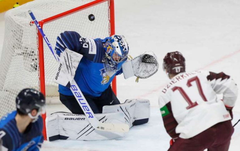 Martins Dzierkals traf zweimal für Lettland im Spiel gegen Weltmeister Finnland. (Foto: dpa/picture alliance/ASSOCIATED PRESS)