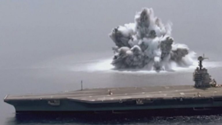 US Navy tests aircraft carrier with artificial sea earthquake