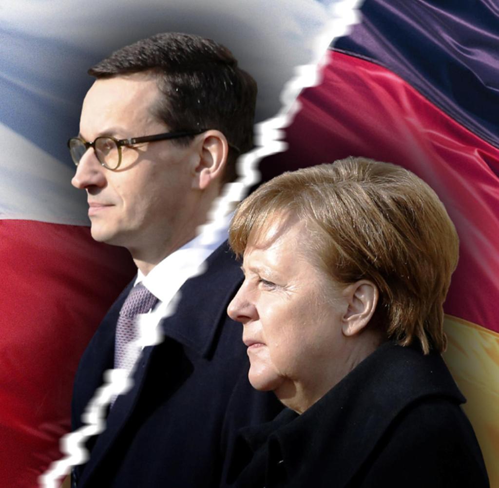Ice Age: Polish Prime Minister Mateusz Morawiecki (left) and German Chancellor Angela Merkel