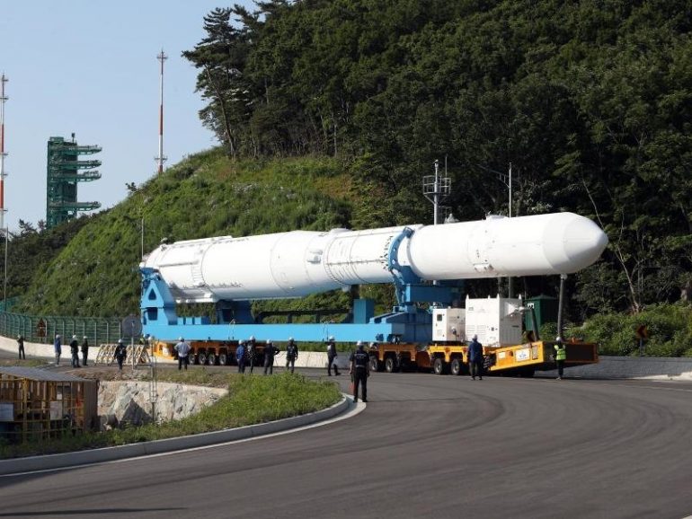 South Korea showed off a test version of its own space rocket.  free Press