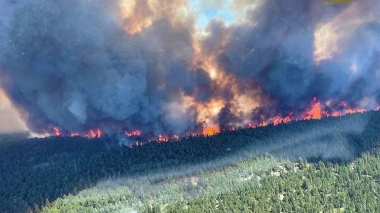 People running away from fire in Canada