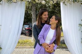 At the wedding: Klei-Lacey shares the turtlebuild with her Ricciardo