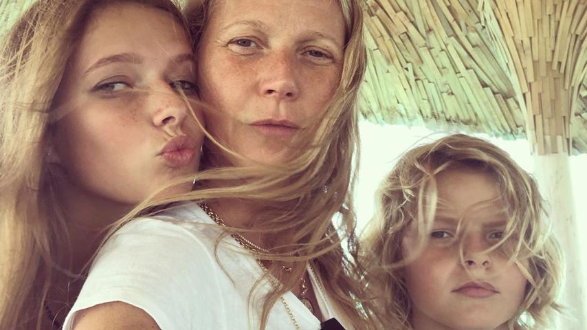 Gwyneth Paltrow with her children Apple and Moses