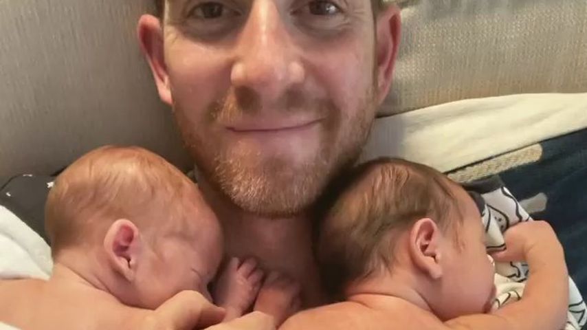 Brian Greenberg with his twins in October 2021