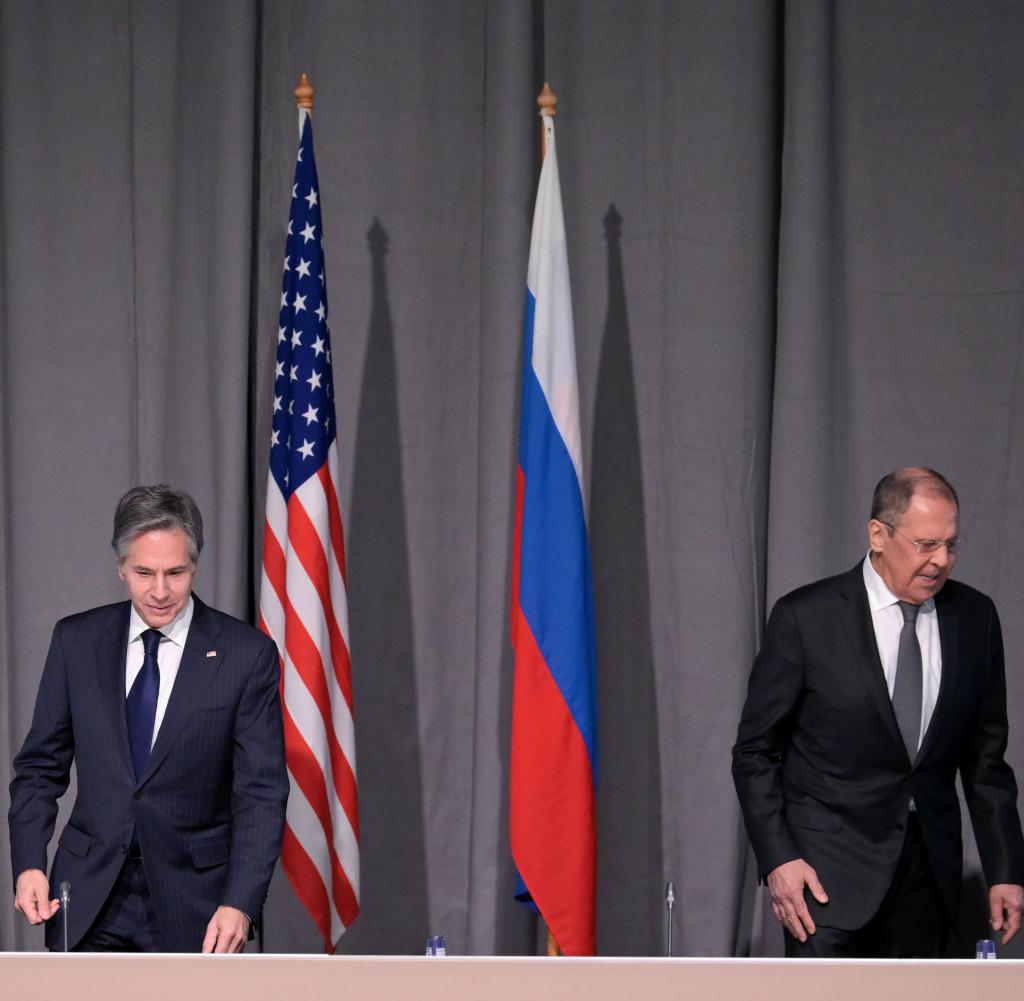 US Secretary of State Antony Blinken (left) and his Russian counterpart Sergei Lavrov in Stockholm on Thursday