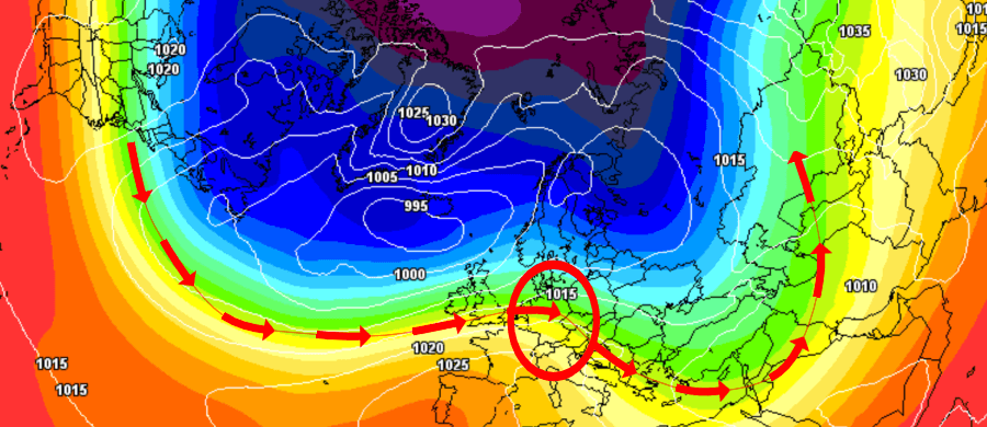 Low pressure builds up in dynamic January and pushes high to the east