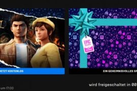 Epic Games: A mysterious free game every day for 24 hours [Update: Shenmue 3]
