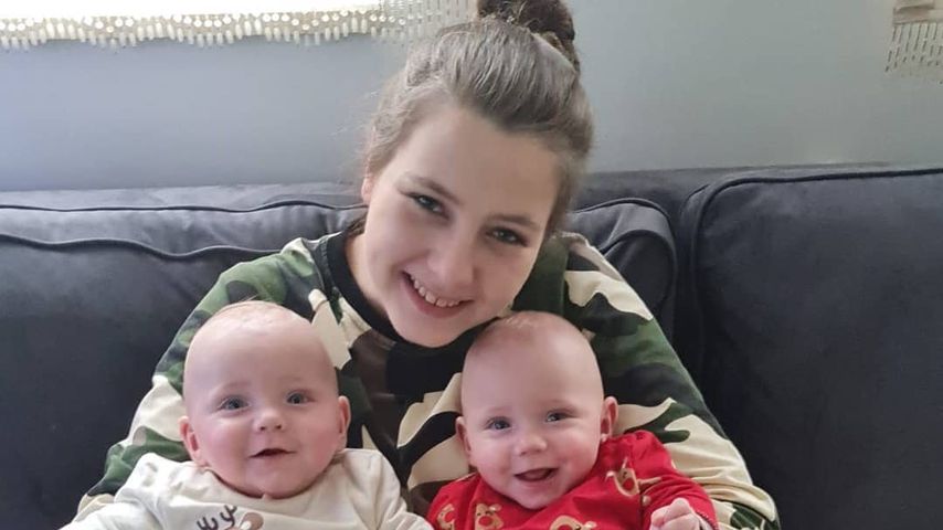 Sarafina Wolney with her twins Emory and Casey