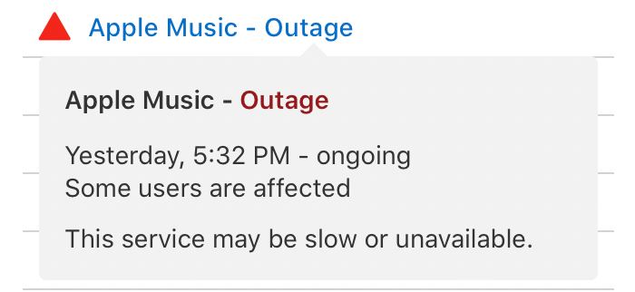 Apple Music Outage Notification Apple
