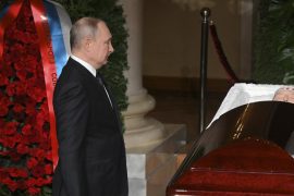 Putin appears in the open coffin of Russian politician Zhirinovsky