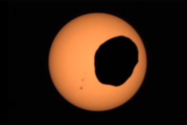 Mars Rover Films Mars Moon Eclipse - Perseverance Shows Path of Phobos in Front of the Sun in Unprecedented Resolution