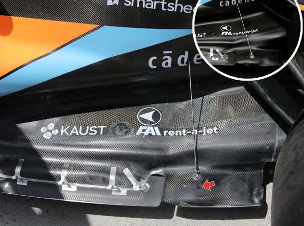 Underbody details with support brace on the McLaren MCL36 at the 2022 Canadian Grand Prix in Montreal