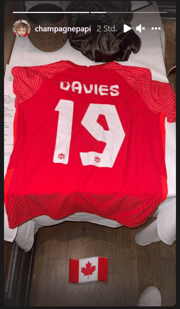 Drake proudly shared Alfonso Davis' jersey with his 94 million+ Instagram followers.