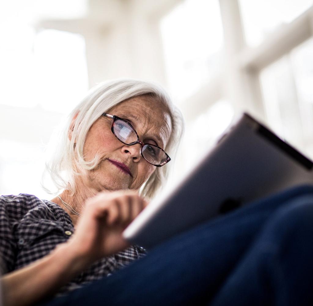 elderly woman on tablet