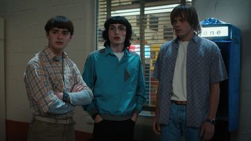 Actors include: Noah Schnapp, Finn Wolfhard and Charlie Heaton "stranger things" Characters by Will Byers, Mike Wheeler and Jonathan Byers.