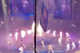 Scary moment in Hong Kong |  Video screen crashes at boy band concert