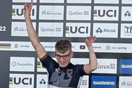 Maximilian Jagger celebrates runner-up at the World Championships in Canada
