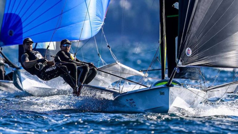 The strong final sprint was rewarded with a sixth place: Jakob Magendorfer (right) of the Bavarian Yacht Club and Andreas Spanger achieved the biggest success of their careers at the 49er World Championship in Halifax.