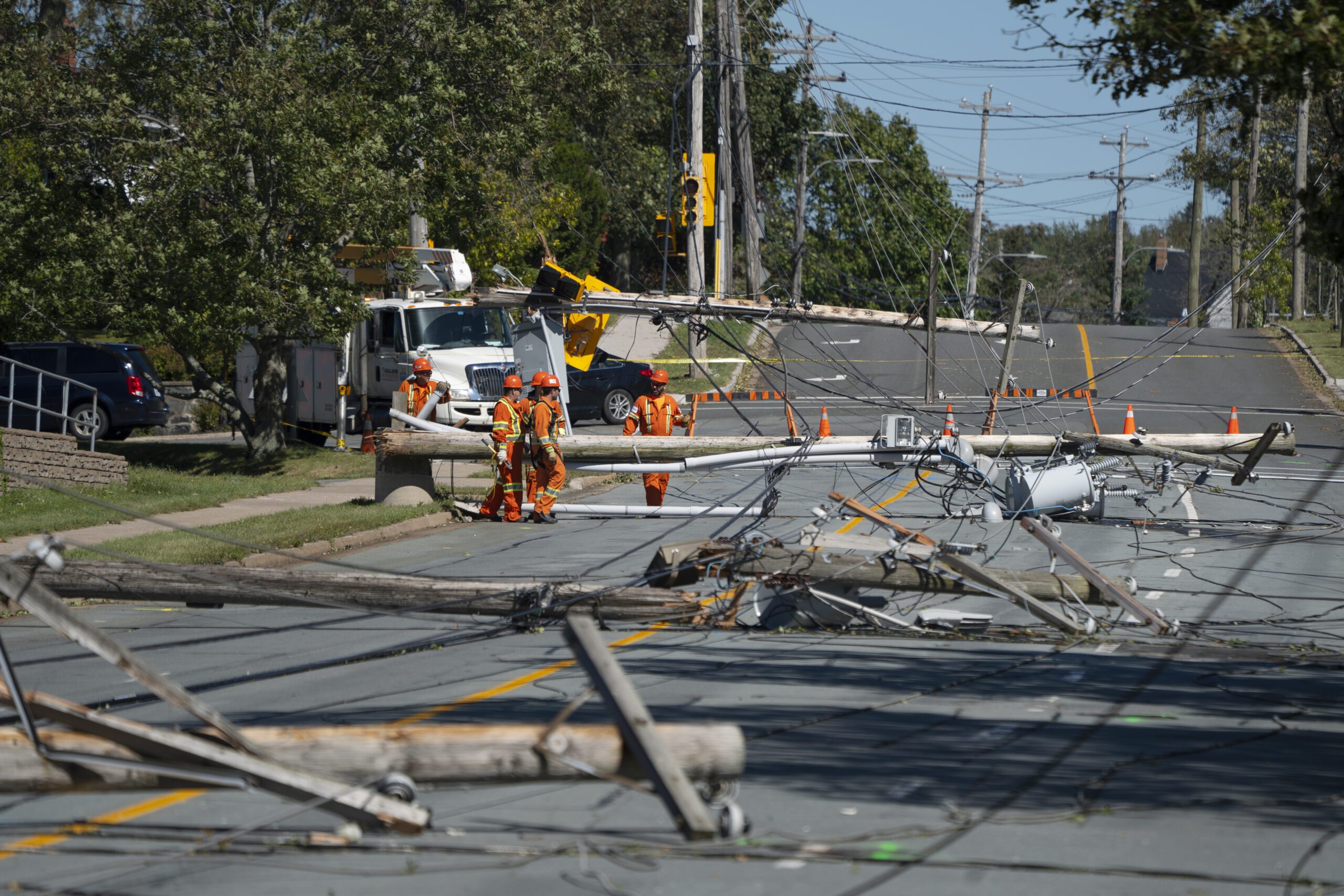 Cyclone Fiona downed power poles in Canada.