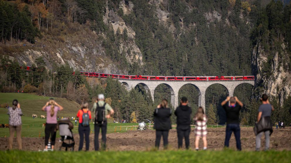 Of course - without the bright red train the Landwasser Viaduct would probably be a good ideal.  Train friends don't mind.  opposite of this!