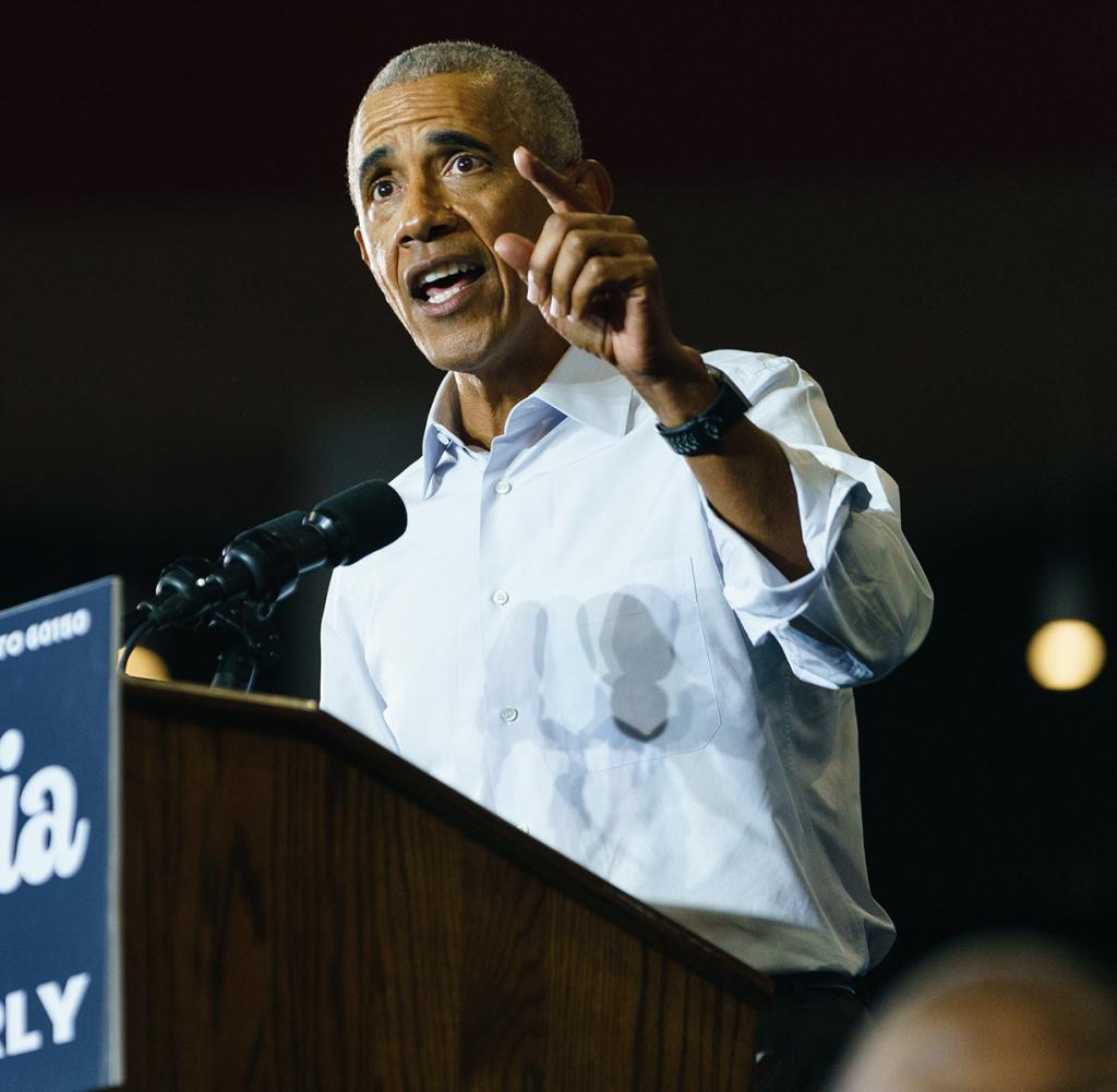 Former President Barack Obama at a Democratic campaign rally in Georgia in October